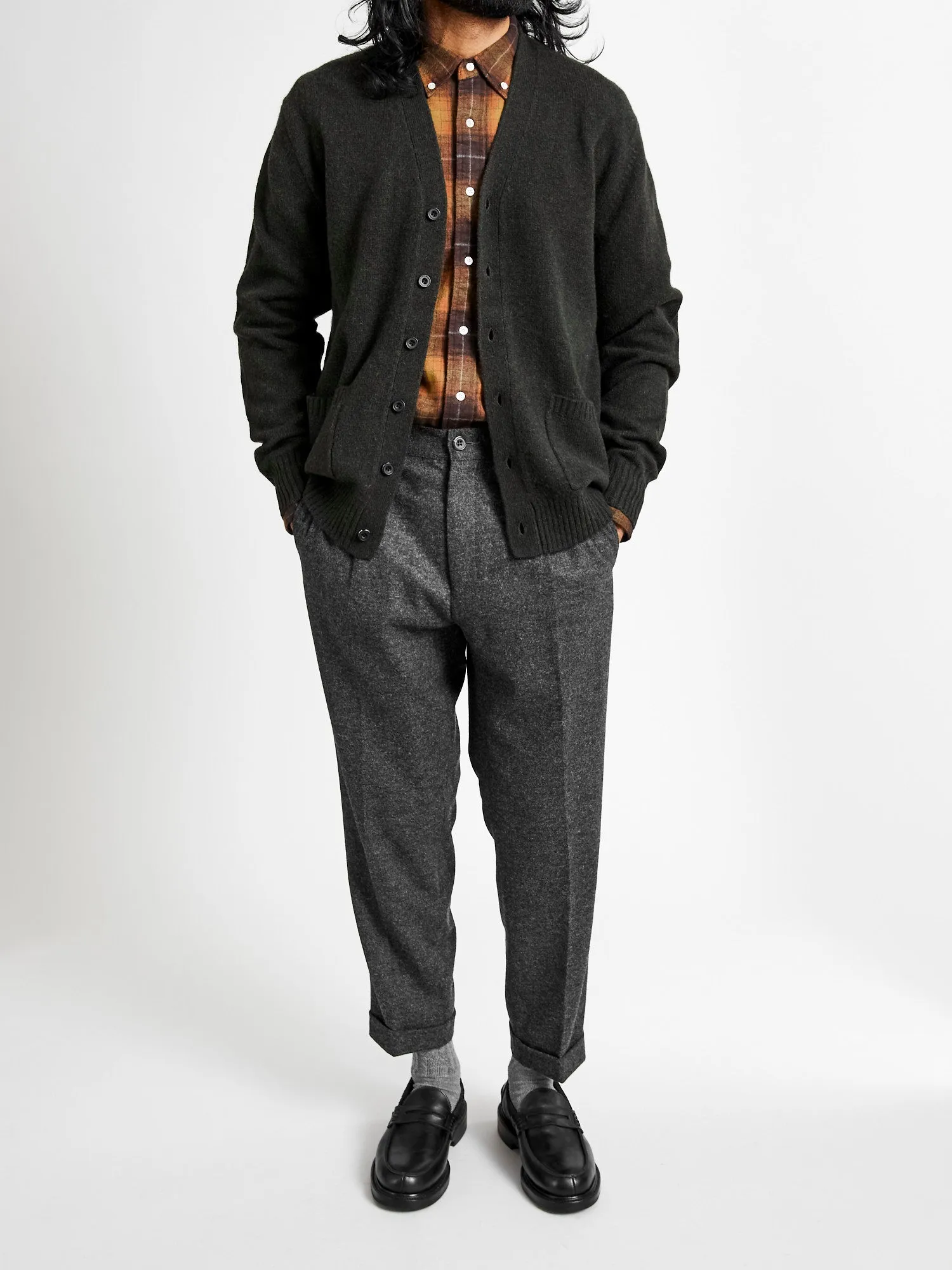 1-Pleat Wool Cashmere Trouser in Grey