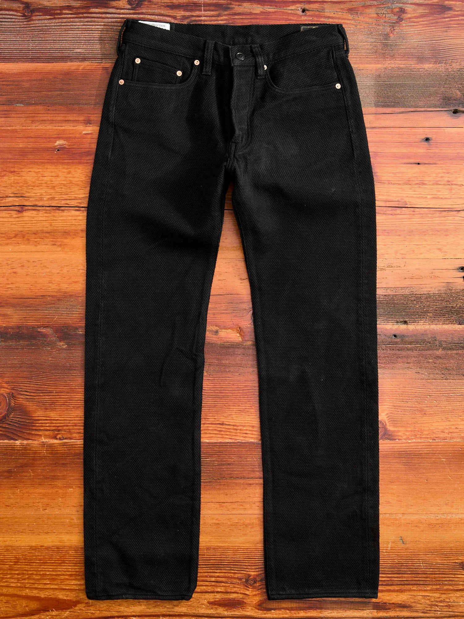 1877S "Kurozome" 14oz Deep Black Selvedge Sashiko Pants - Slim Straight Fit