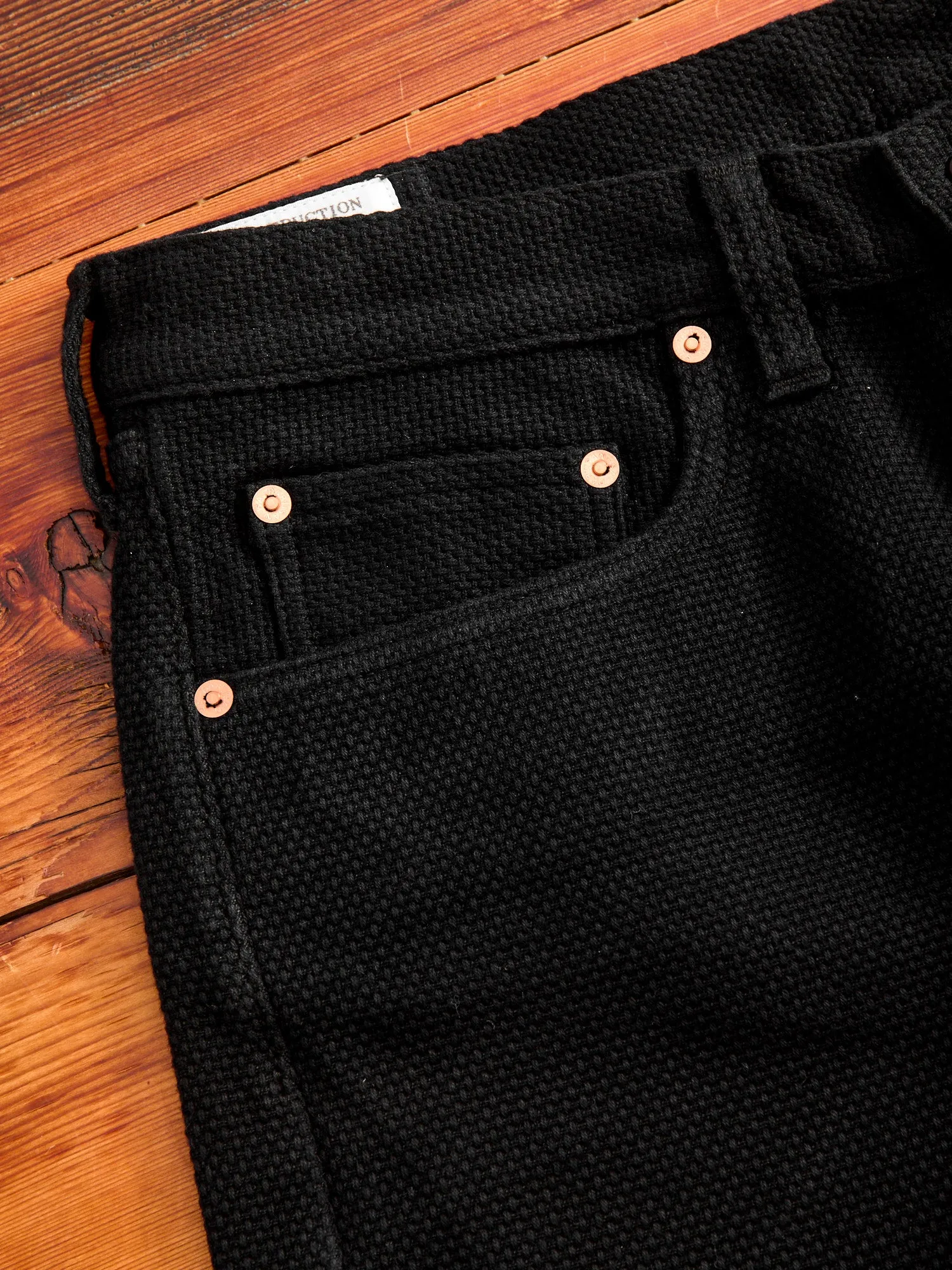 1877S "Kurozome" 14oz Deep Black Selvedge Sashiko Pants - Slim Straight Fit