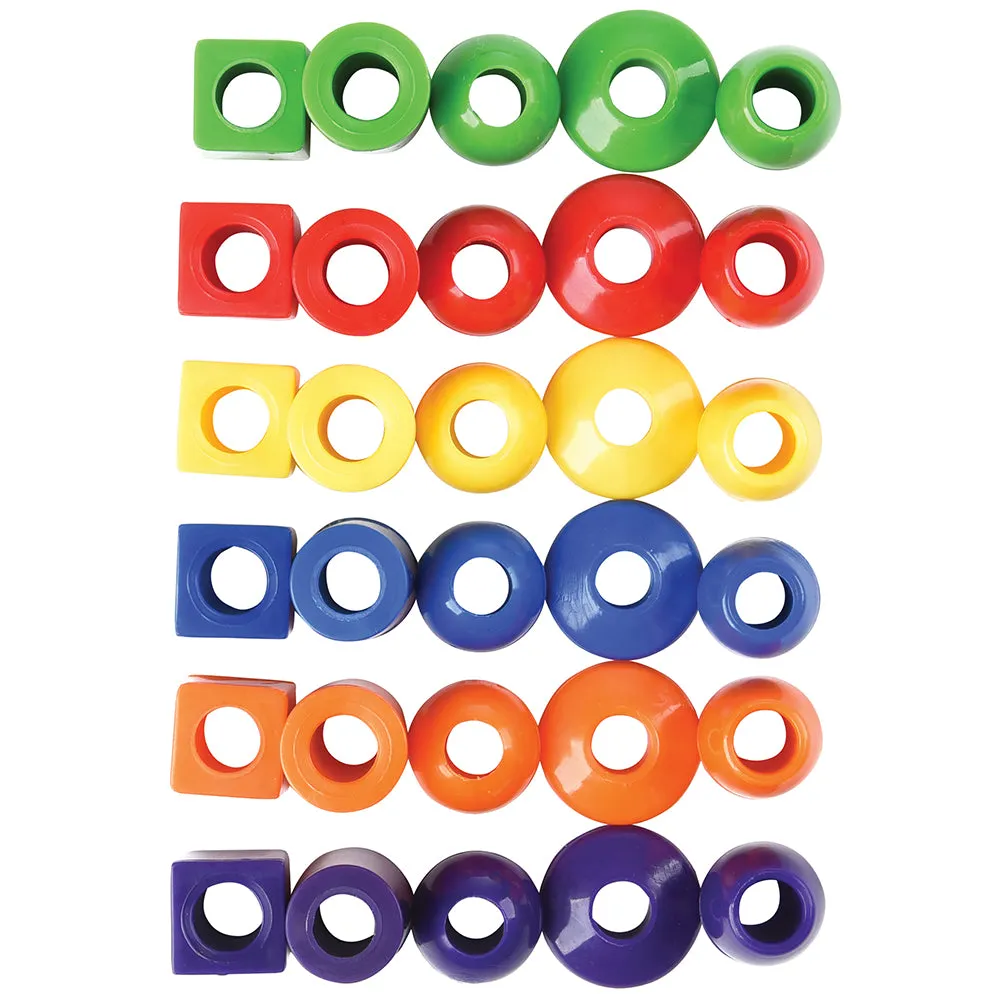 250 Jumbo Plastic Beads with 5 Tipped Lacing Cords