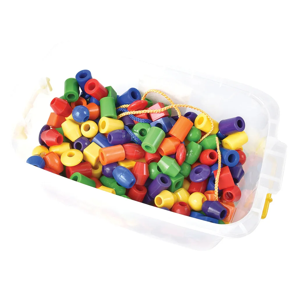 250 Jumbo Plastic Beads with 5 Tipped Lacing Cords