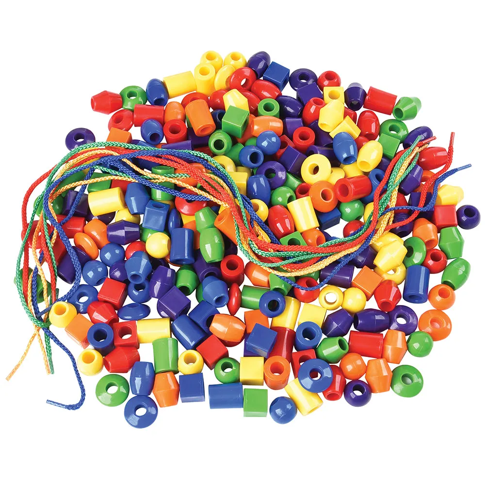 250 Jumbo Plastic Beads with 5 Tipped Lacing Cords