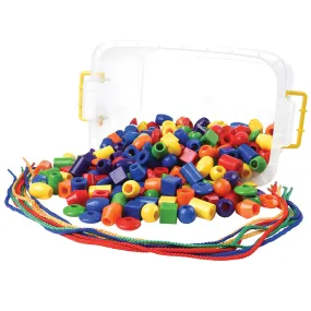 250 Jumbo Plastic Beads with 5 Tipped Lacing Cords