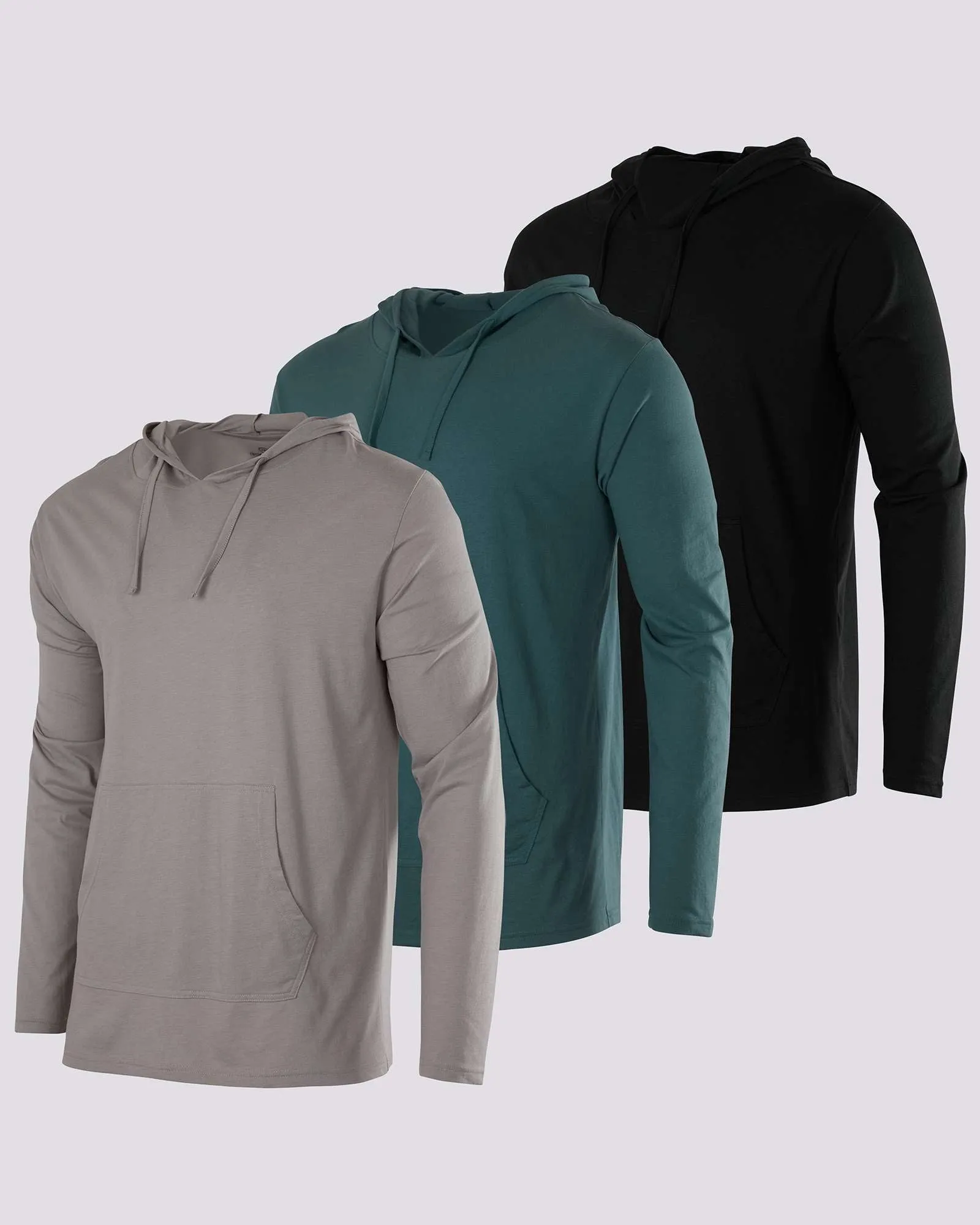 3 Pack: Mens Cotton Lightweight Pullover Hoodie