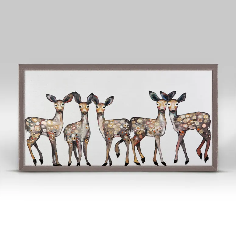 5 Dancing Fawns Mini Framed Canvas