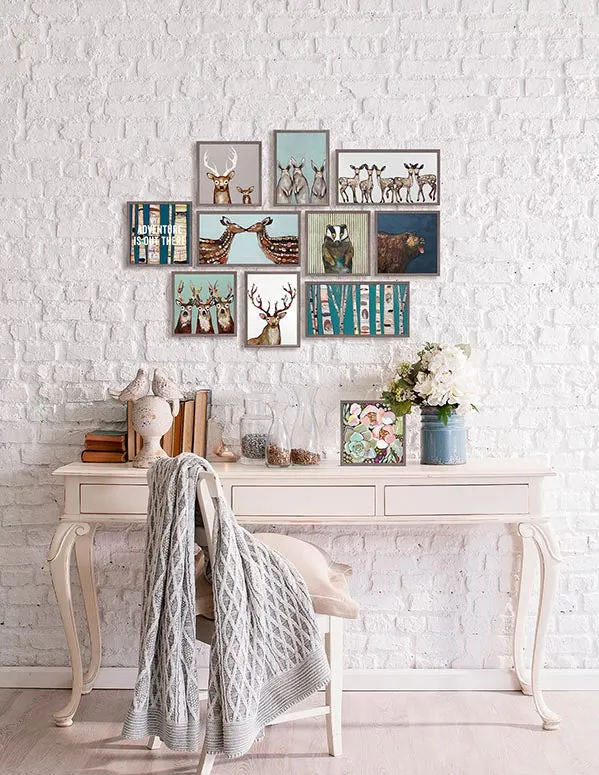 5 Dancing Fawns Mini Framed Canvas