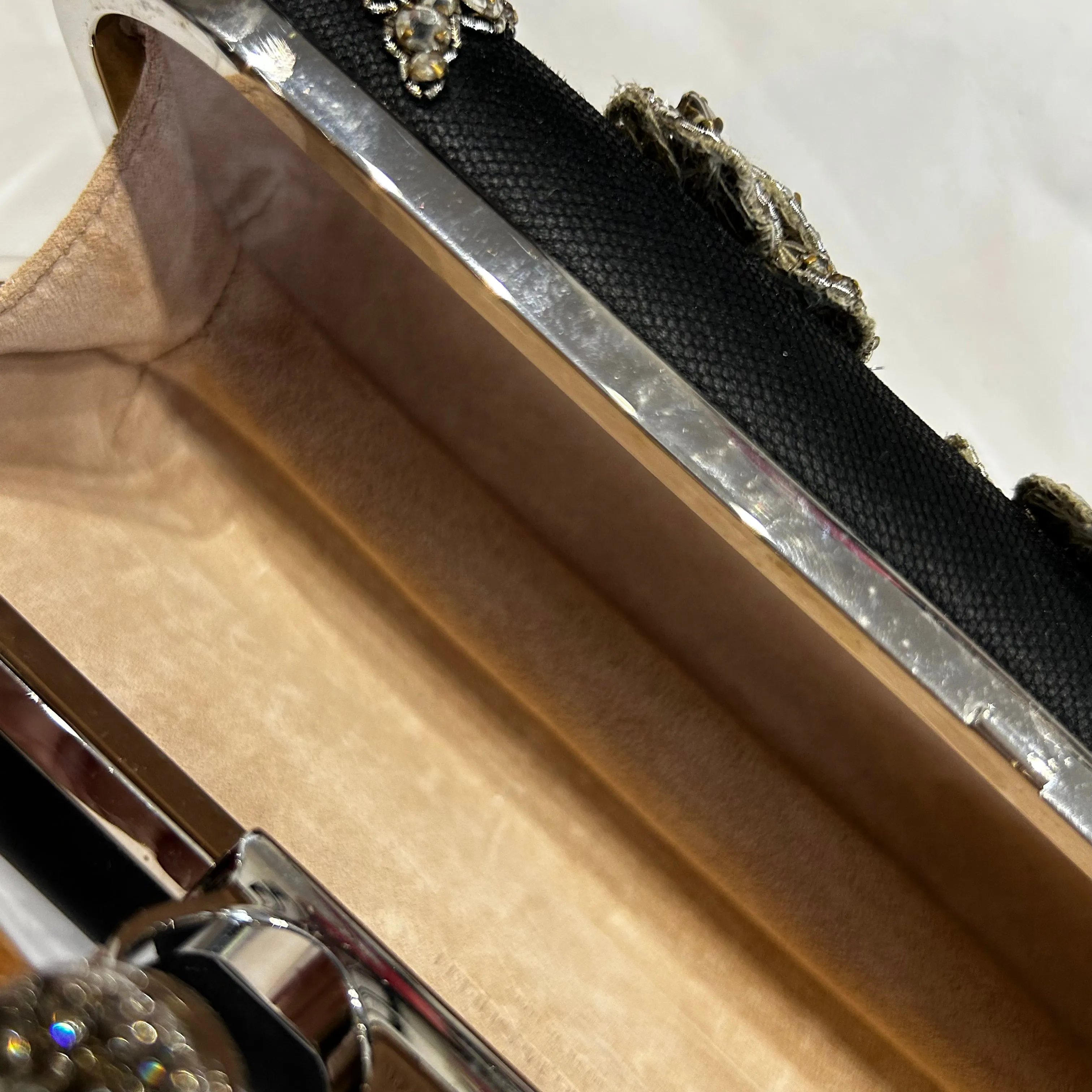 Alexander McQueen £5000 Black Jewelled Victorian Floral Knuckle Clutch Bag