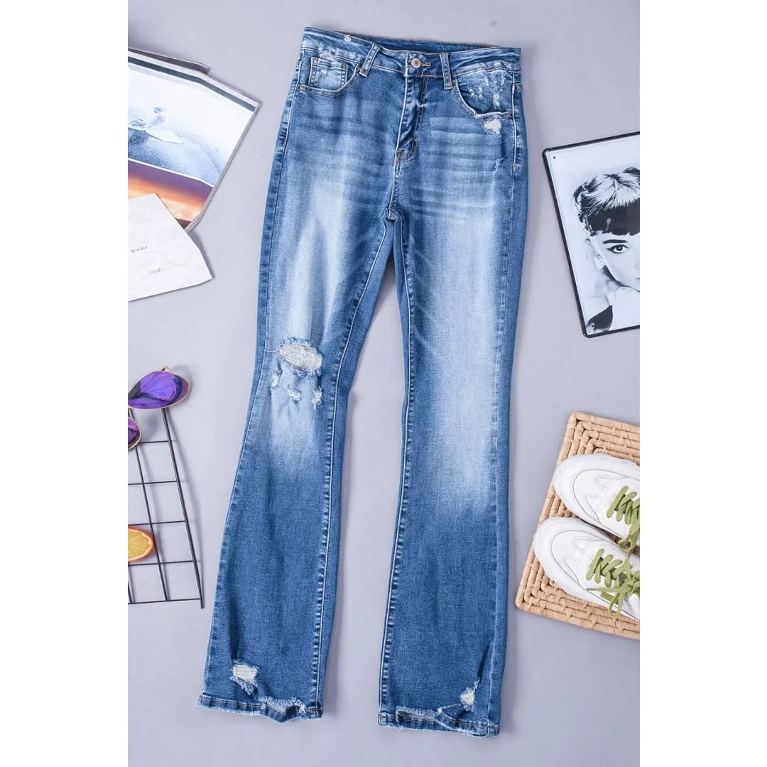 Angelina Distressed Flare Jeans