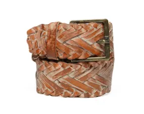 Bed Stu PROEM Belt in Tan Rustic White BFS Genuine Woven Leather A200050 TRWB