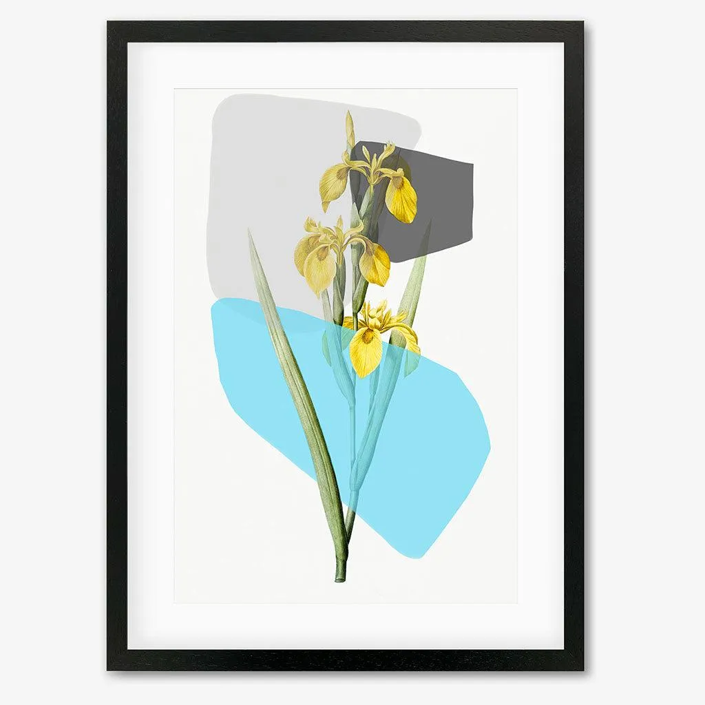 Botanical Vintage Leaves Blue Stripe Framed Art