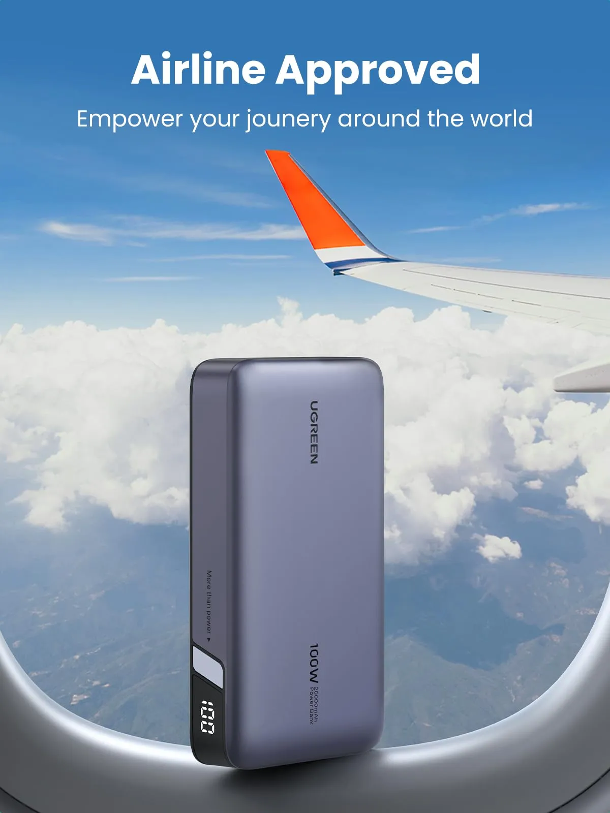 (Bundle) 100W 20000mAh Power Bank   3.3FT 100W USB-C Cable 2 Pack