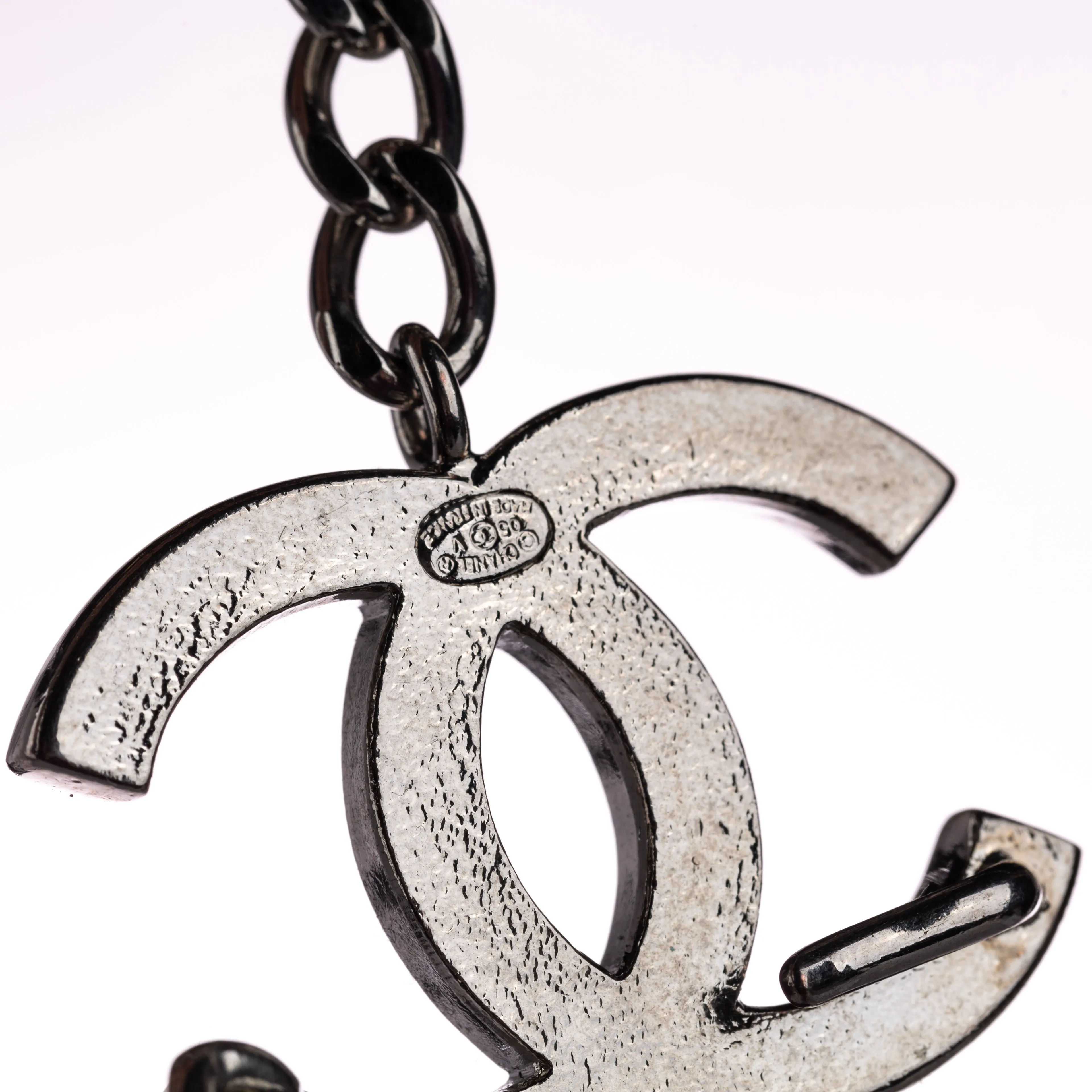 CC Silver and Black enamel Chain Belt