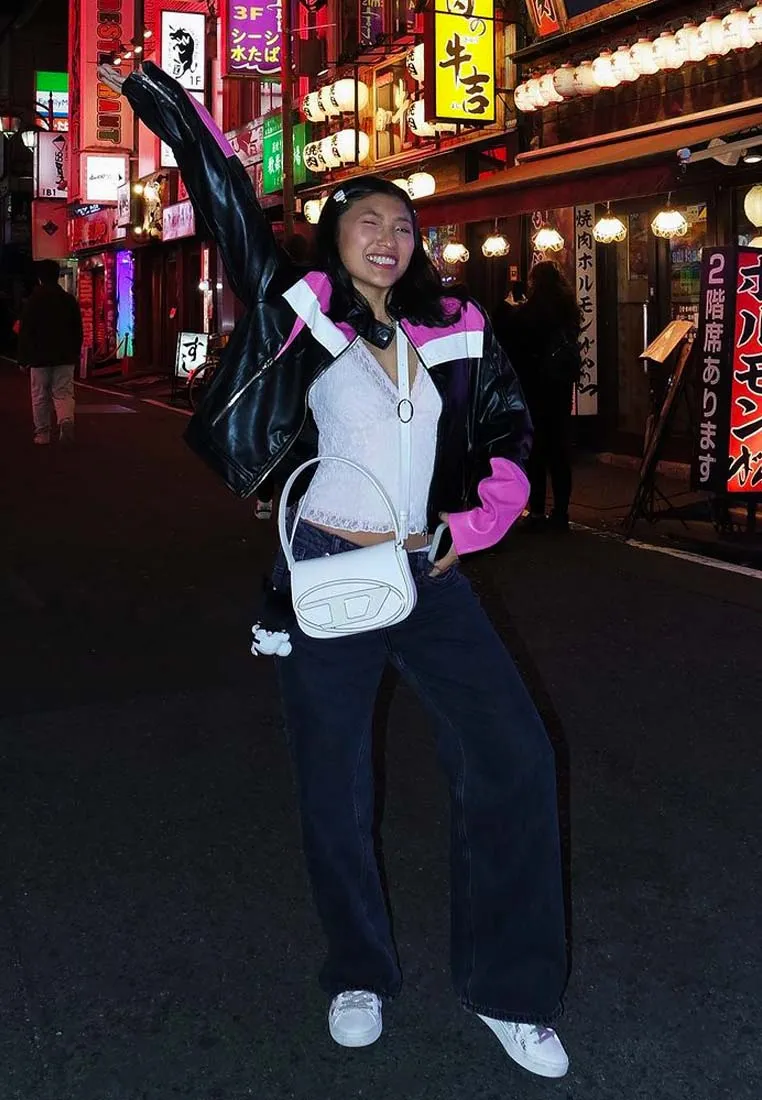 Color Block Faux Leather Biker Jacket By Ruw