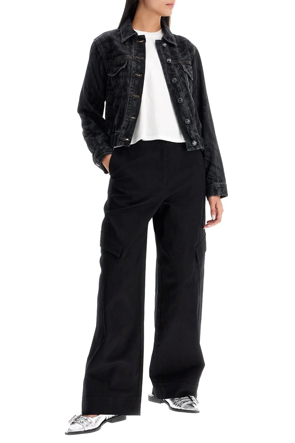 Cut  Short Denim Jacket With Laser-cut