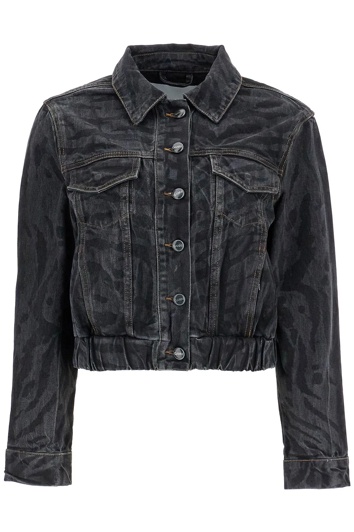 Cut  Short Denim Jacket With Laser-cut
