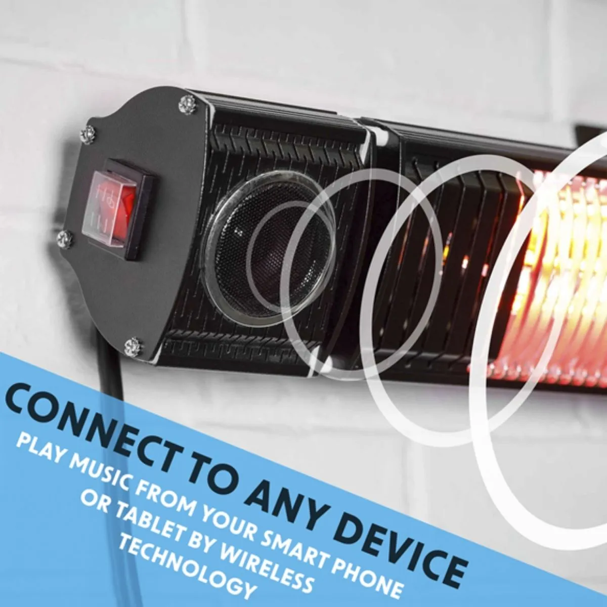 Dellonda DG125 Infrared Outdoor Patio Heater with Speakers 230V/2000W