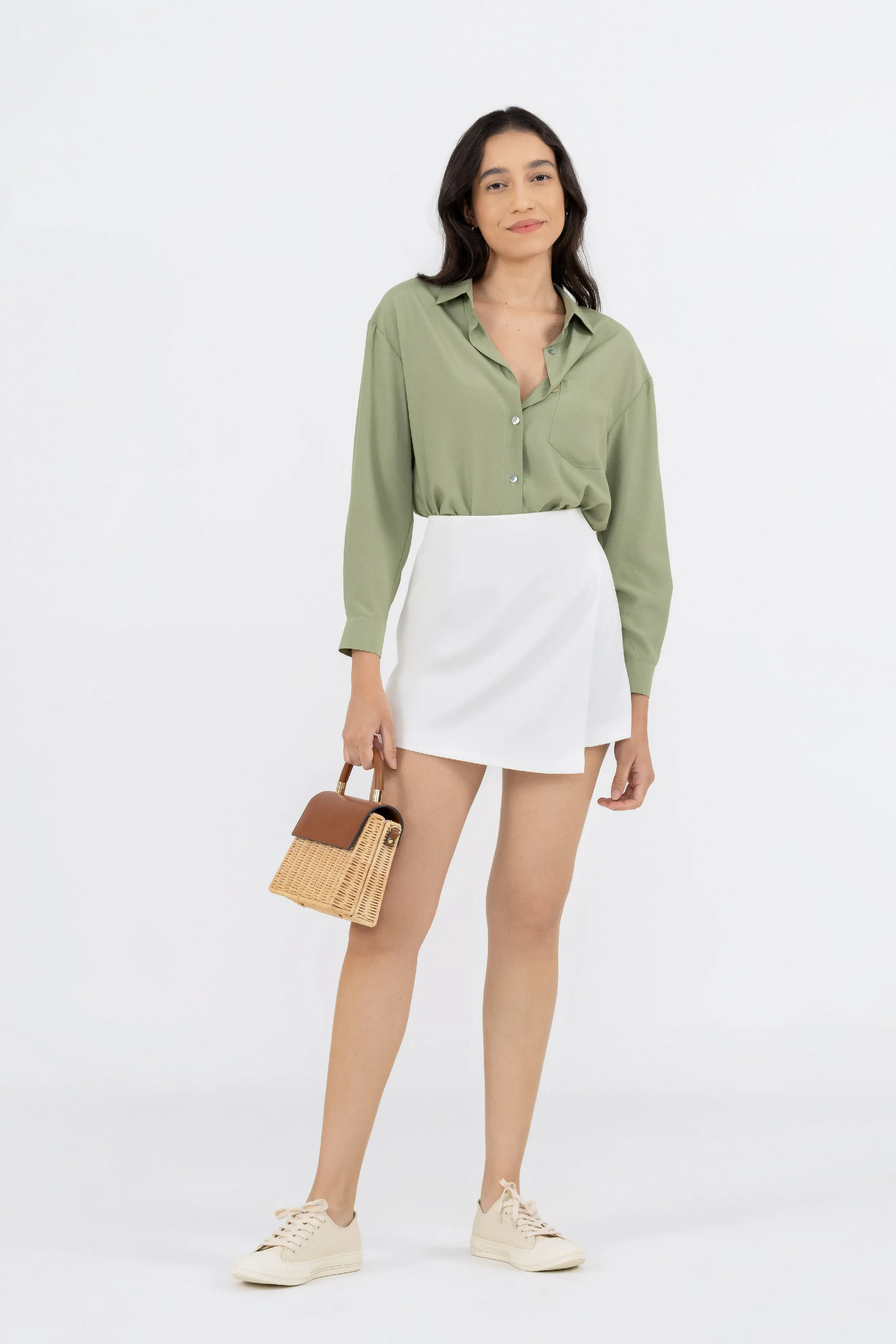Elwyn Relaxed Button Down Shirt in Olive Green