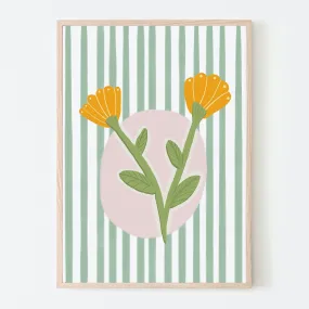 Golden Flower Spotlight Art Print