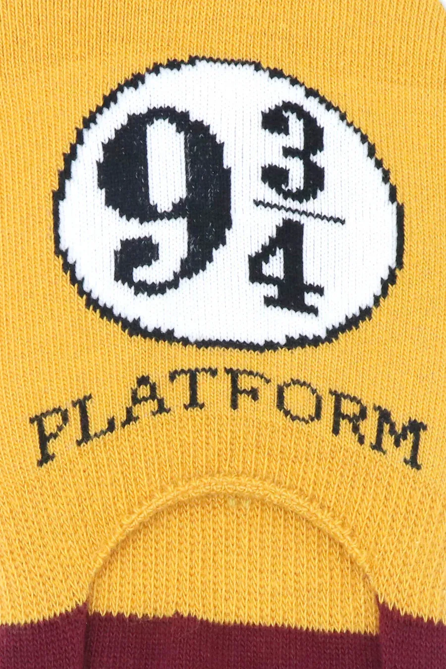 Harry Potter 07, Lightning Bolt and Glasses, Platform 9 3/4 No Show Socks -Harry Ron & Hermione For Women (Pack Of 3 Pairs/1U) - Yellow and Maroon