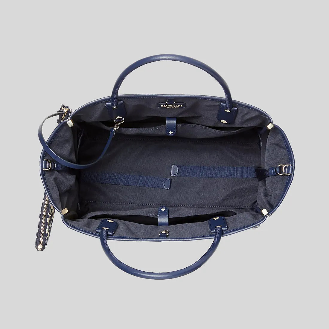 Kate Spade Spade Flower Jacquard Everything Stripe Medium Tote Blue Multi PXRUB289