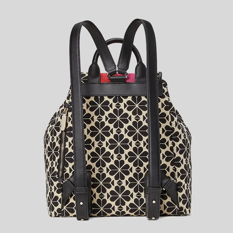 Kate Spade Spade Flower Jacquard Stripe Sinch Medium Flap Backpack Creammulti K4378