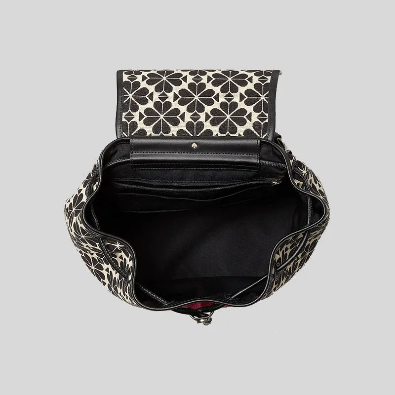 Kate Spade Spade Flower Jacquard Stripe Sinch Medium Flap Backpack Creammulti K4378