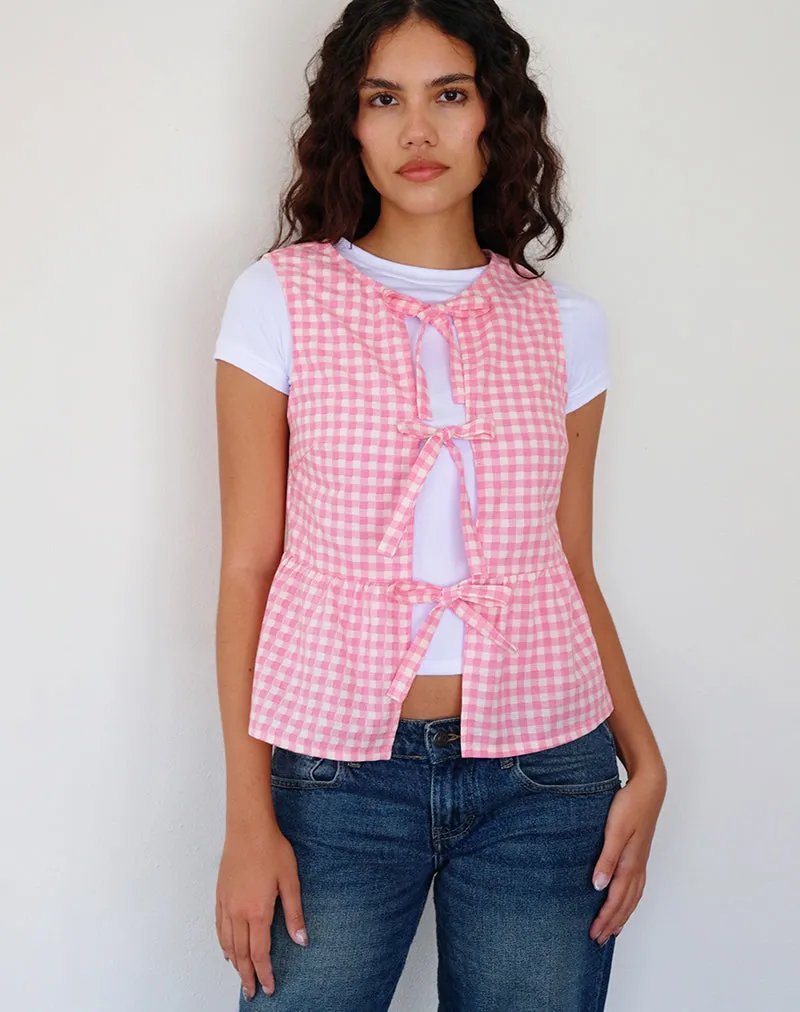 Kayvata Top in Gingham Pink