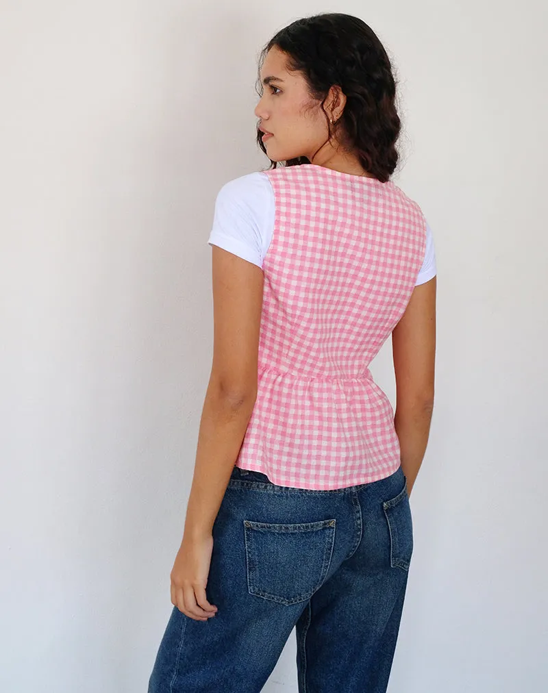 Kayvata Top in Gingham Pink