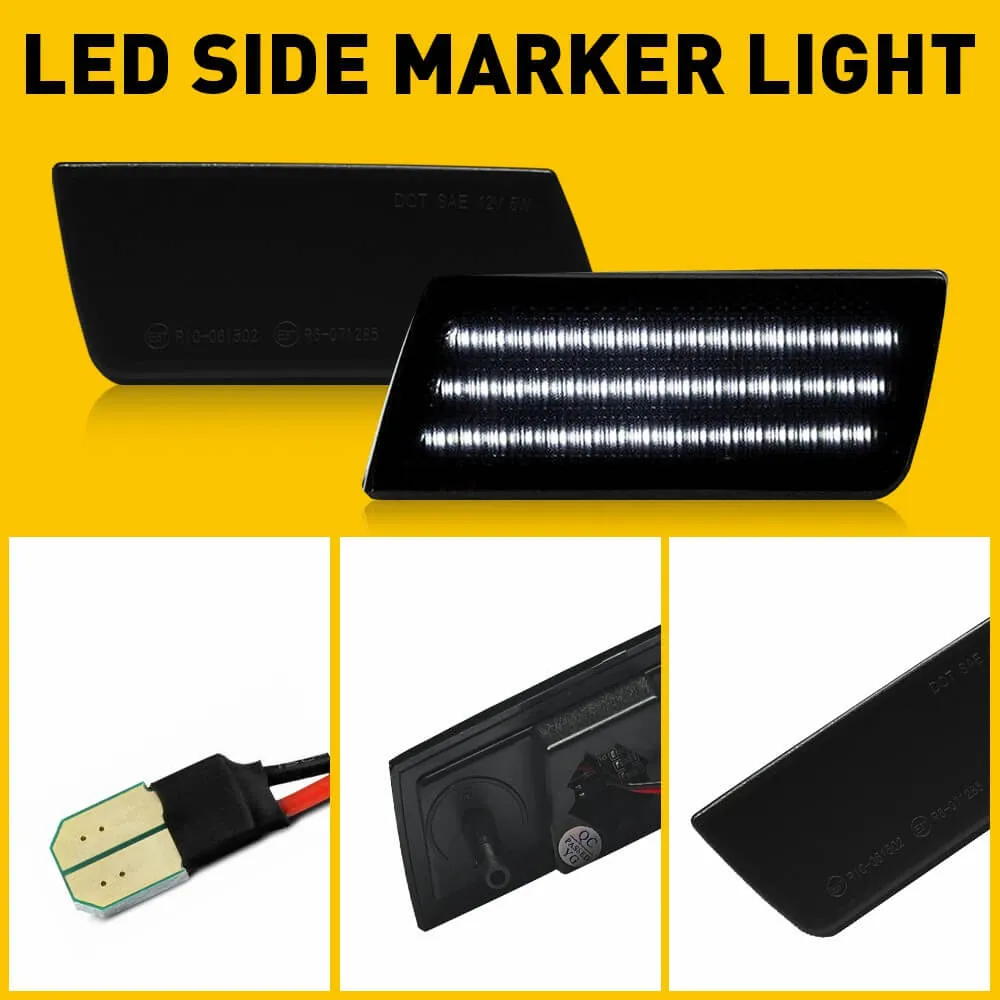 LED Front Side Marker Light Compatible With 2005-2014 Chrysler 300, Smoked Lens 3 Row Beams