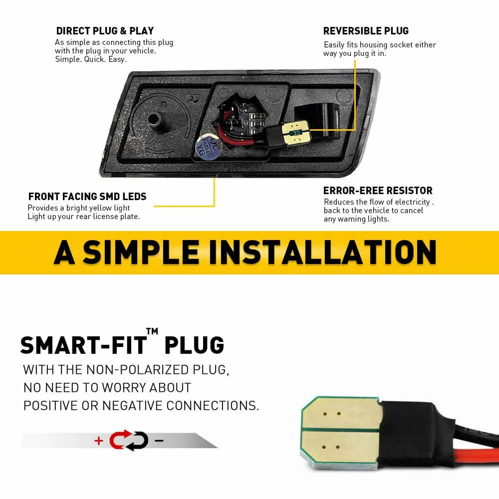 LED Front Side Marker Light Compatible With 2005-2014 Chrysler 300, Smoked Lens 3 Row Beams