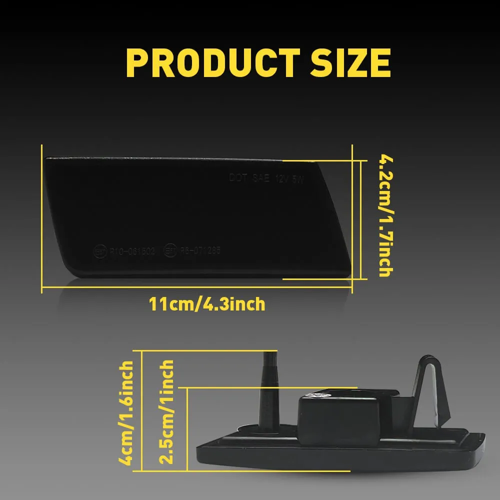 LED Front Side Marker Light Compatible With 2005-2014 Chrysler 300, Smoked Lens 3 Row Beams