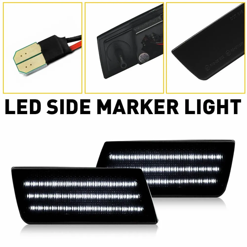 LED Front Side Marker Light Compatible With 2005-2014 Chrysler 300, Smoked Lens 3 Row Beams