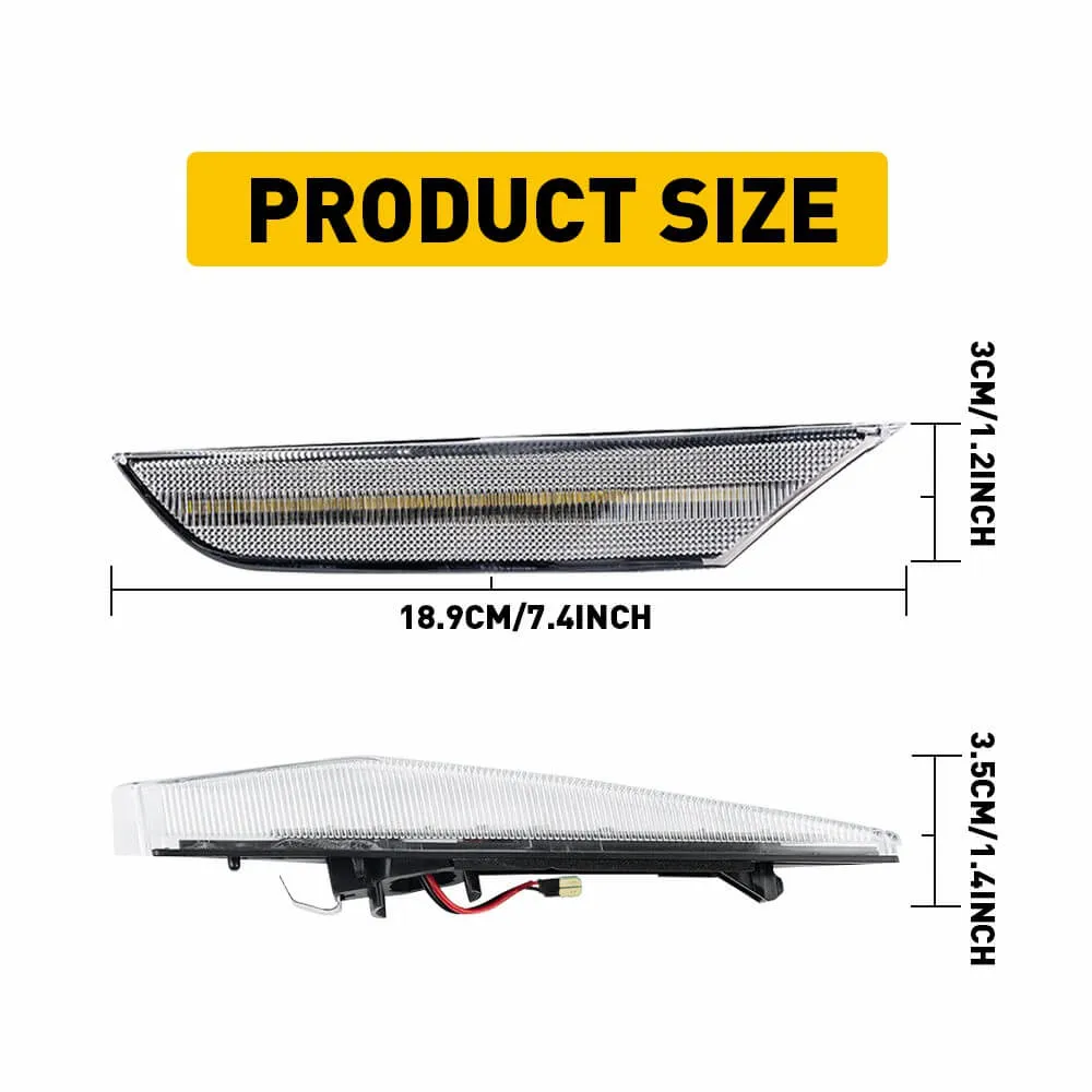 LED Side Marker Light for Infiniti G35 Sedan Base(03-06)/X(04-06), 2001-2006 Skyline V35 Sedan, Front Bumper Sequential Amber Turn Signal White Parking Light