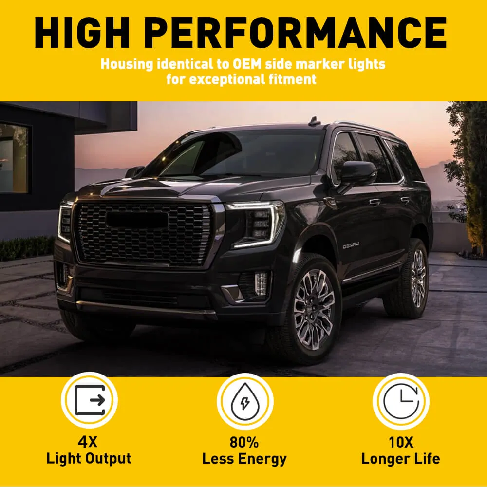 LED Side Marker Light Replacement for 2021-2023 GMC Yukon/XL/Denali, Chevrolet Tahoe/Suburban, Cadillac Escalade/Escalade ESV