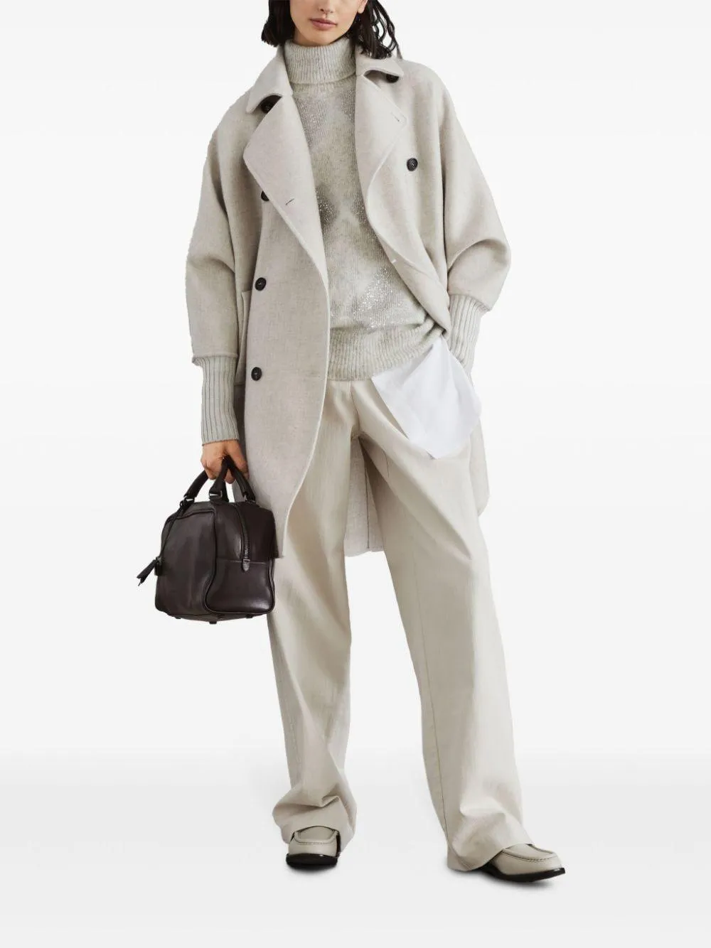 LIGHT GREY SEQUINED DIAMOND SWEATER