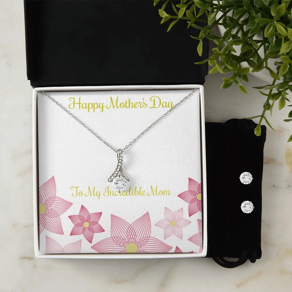 Mothers Day Inserts-01 To My Mother -  Alluring Beauty Necklace and Cubic Zirconia Earring Set - Best Mother's Day Gift in 2023