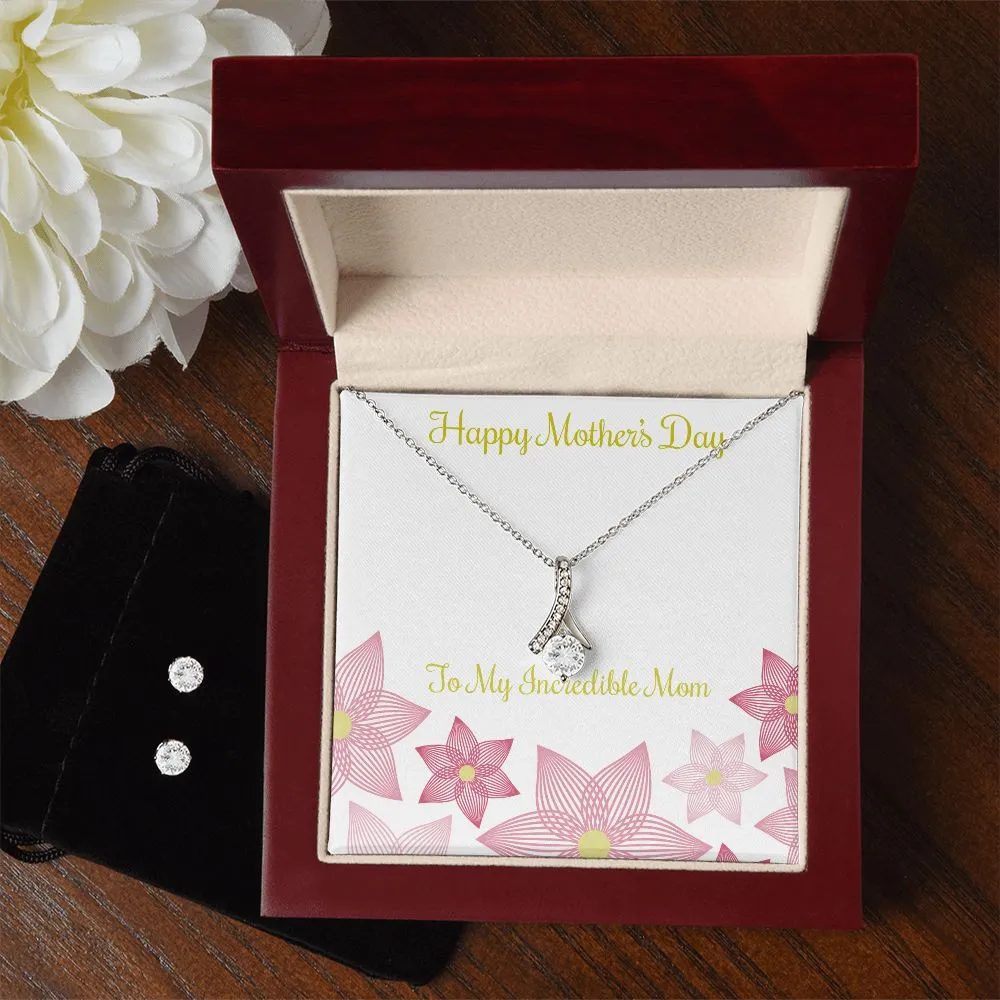 Mothers Day Inserts-01 To My Mother -  Alluring Beauty Necklace and Cubic Zirconia Earring Set - Best Mother's Day Gift in 2023