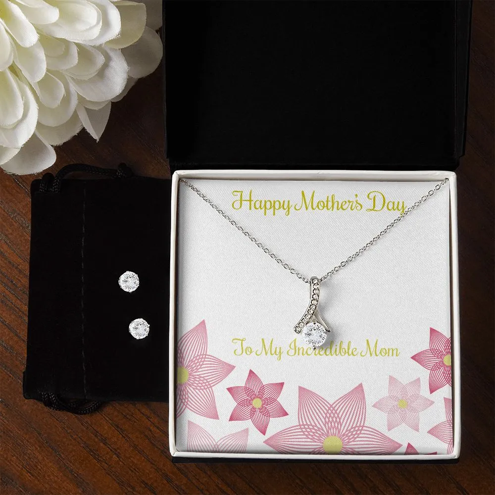 Mothers Day Inserts-01 To My Mother -  Alluring Beauty Necklace and Cubic Zirconia Earring Set - Best Mother's Day Gift in 2023