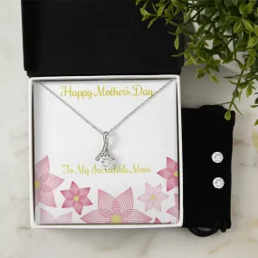 Mothers Day Inserts-01 To My Mother -  Alluring Beauty Necklace and Cubic Zirconia Earring Set - Best Mother's Day Gift in 2023