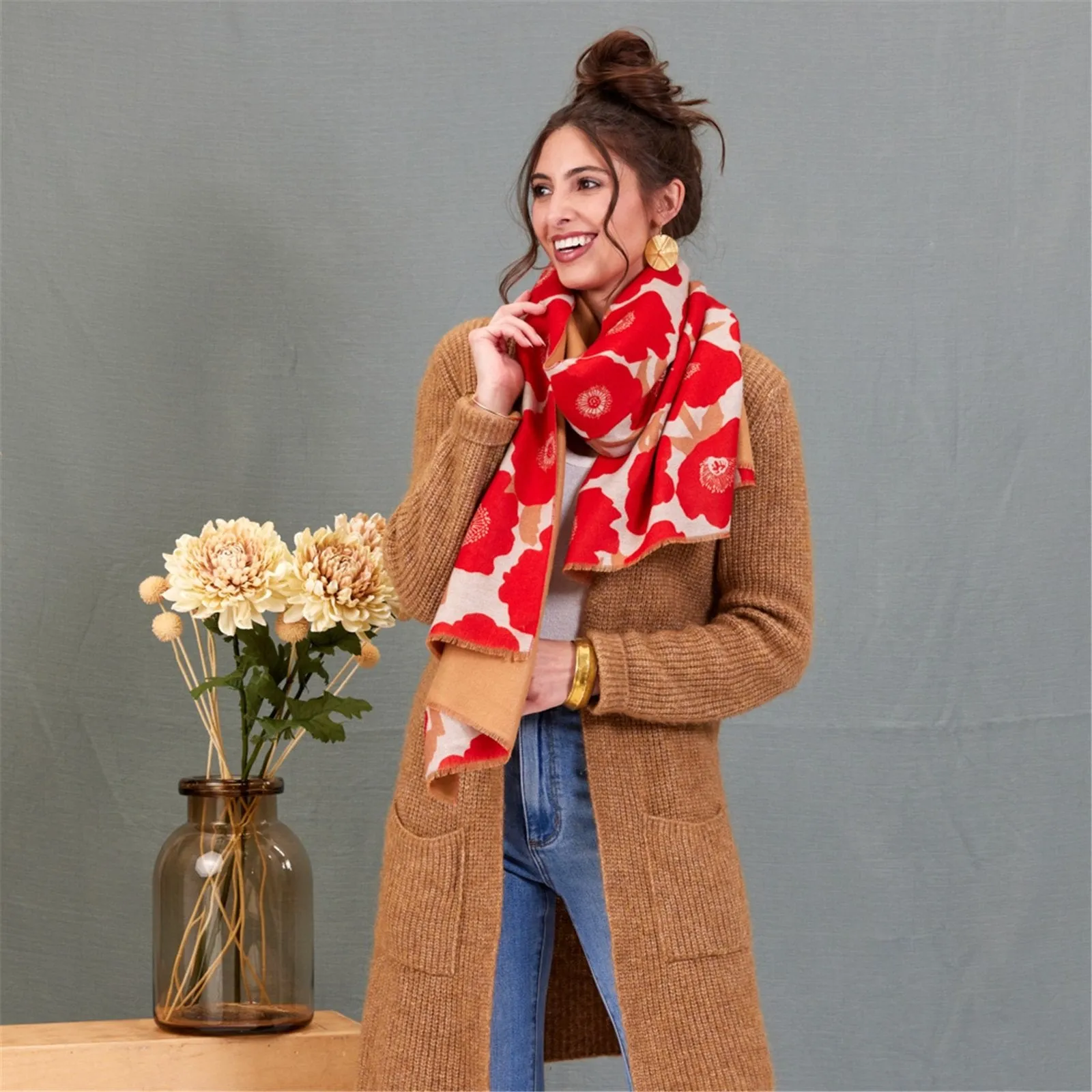 Poppies Red Reversible Wrap