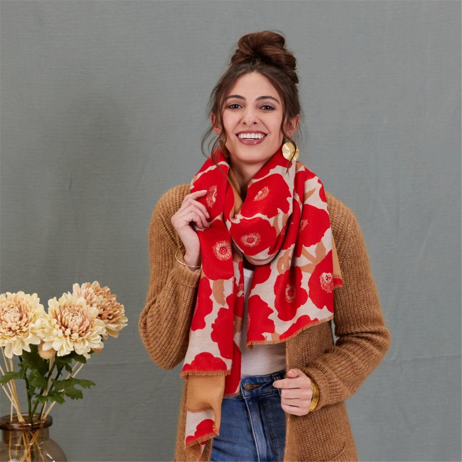 Poppies Red Reversible Wrap