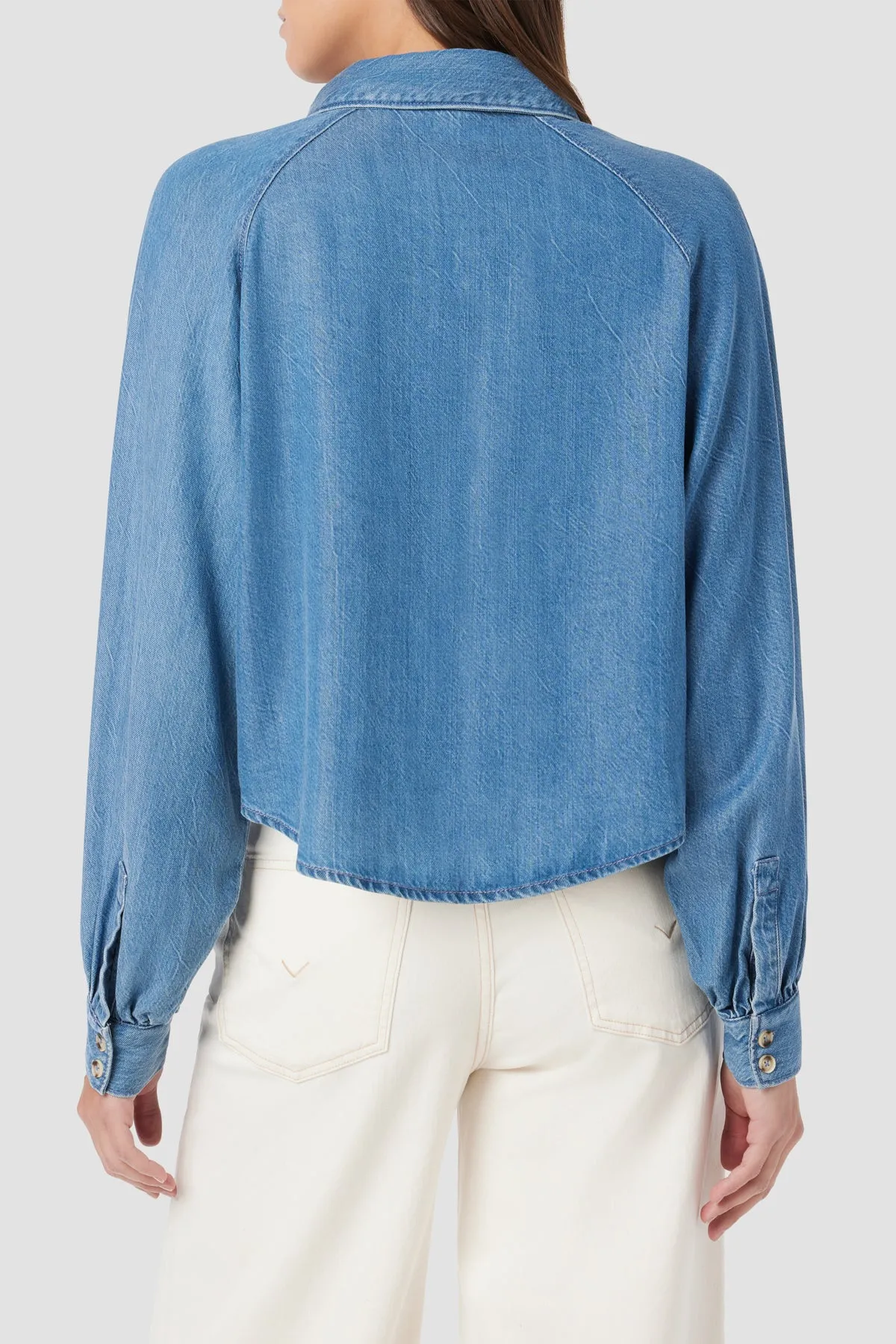 Raglan Balloon Sleeve Button Down