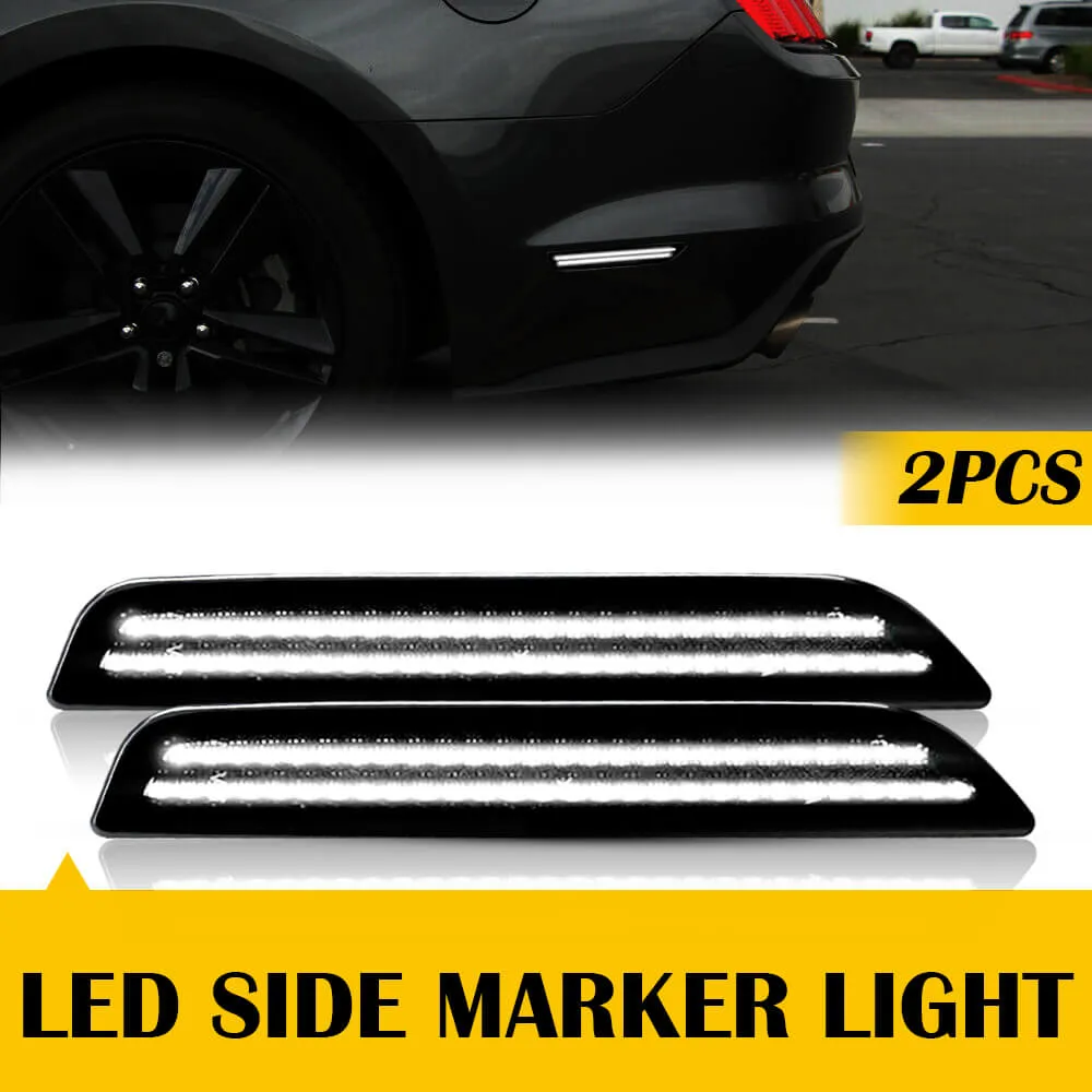 Smoke Lens Front & Rear LED Side Marker Lights for 10-14 Ford Mustang