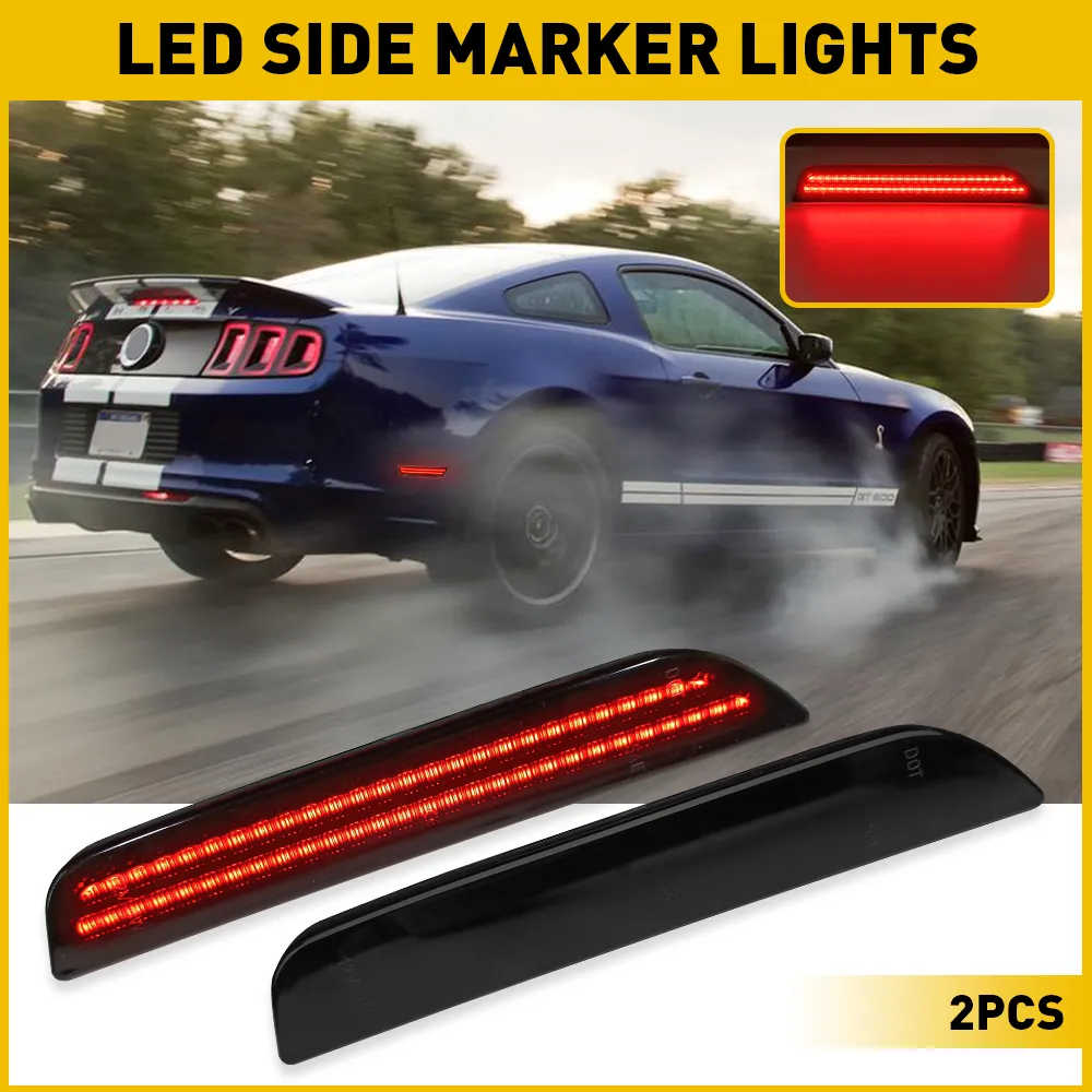 Smoke Lens Front & Rear LED Side Marker Lights for 10-14 Ford Mustang
