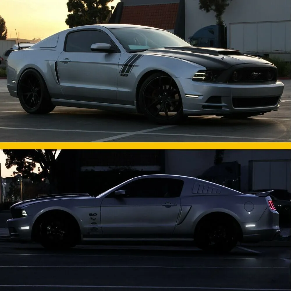 Smoke Lens Front & Rear LED Side Marker Lights for 10-14 Ford Mustang
