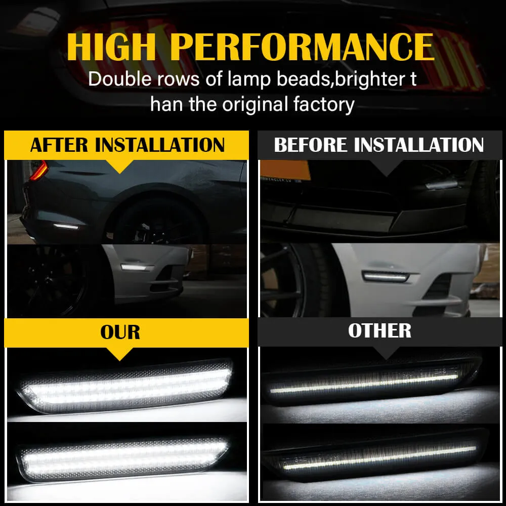 Smoke Lens Front & Rear LED Side Marker Lights for 10-14 Ford Mustang