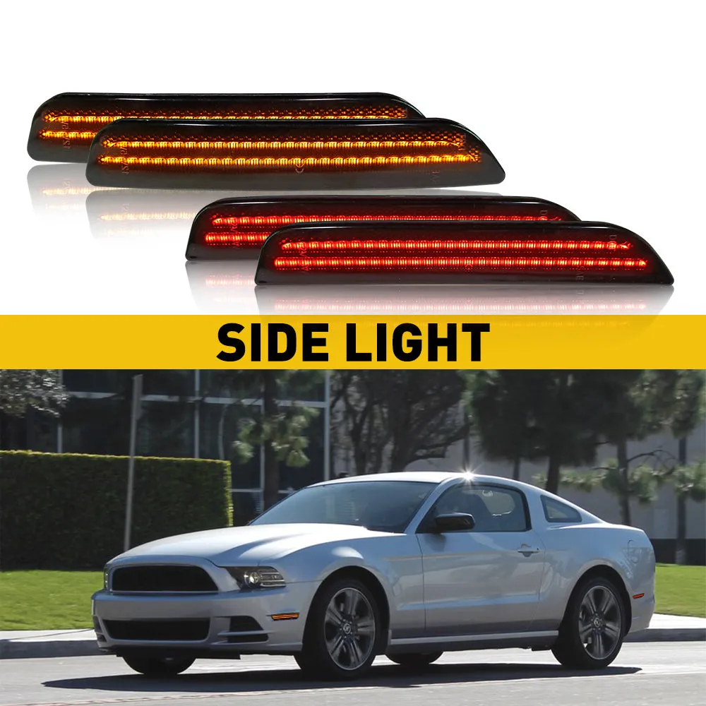 Smoke Lens Front & Rear LED Side Marker Lights for 10-14 Ford Mustang