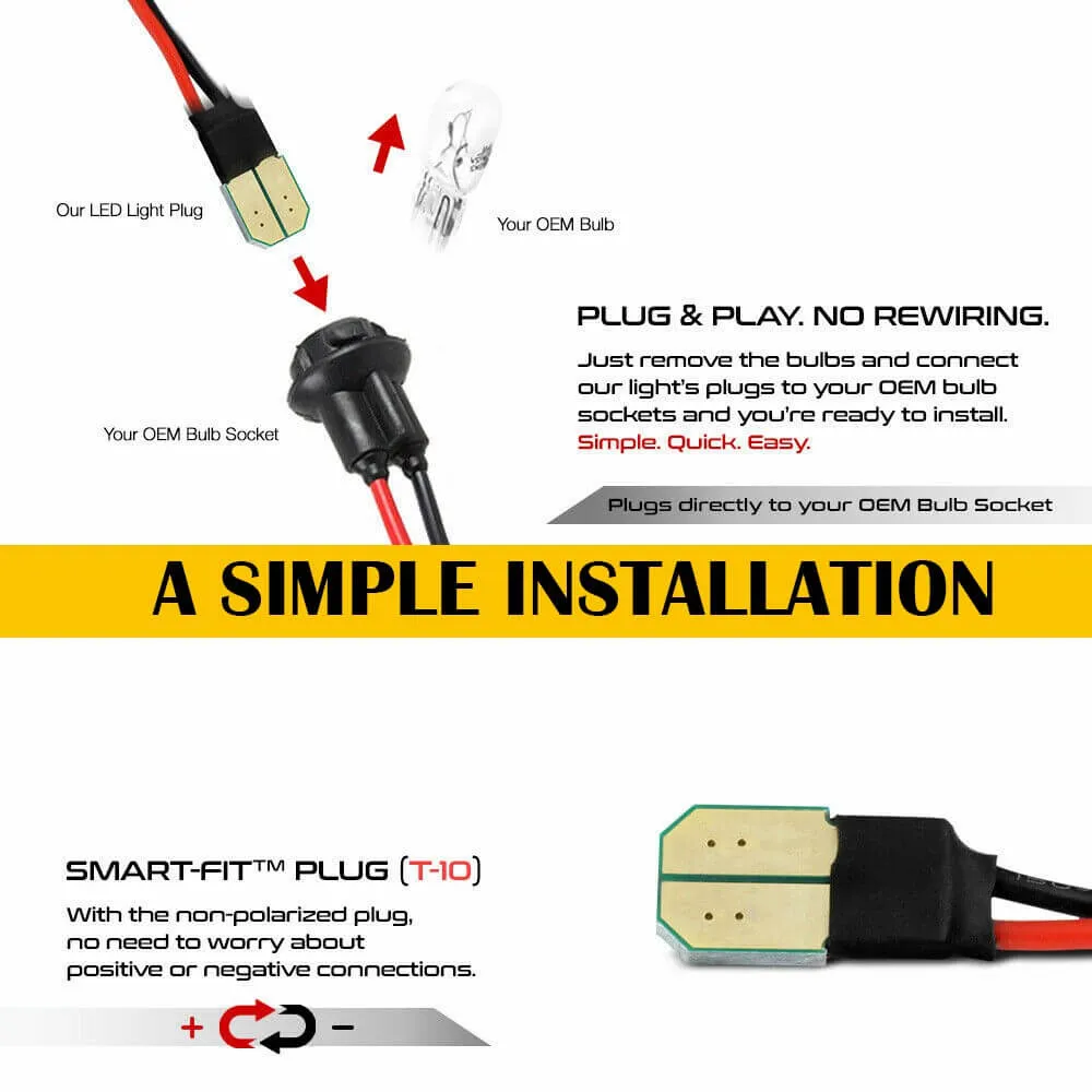 Smoke Lens Front & Rear LED Side Marker Lights for 10-14 Ford Mustang