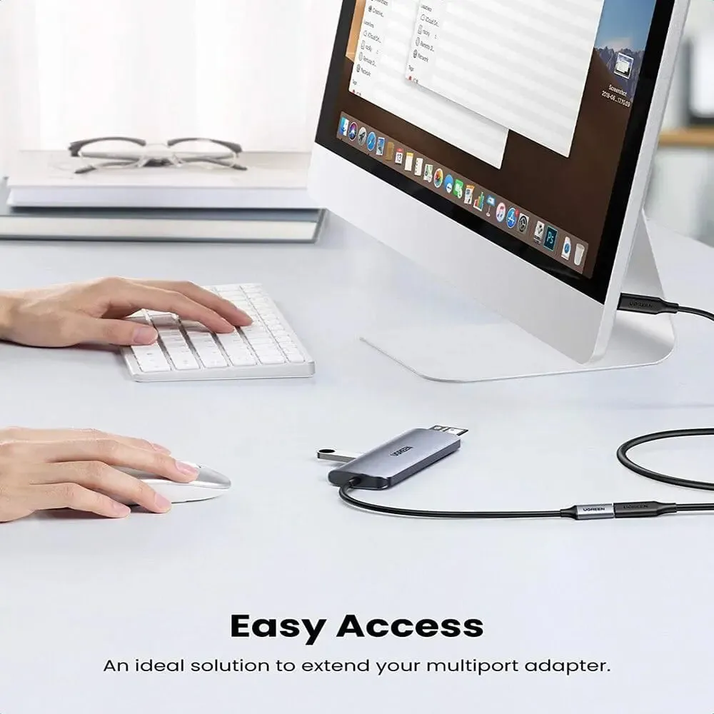 UGREEN 1m USB Type C 3.2 Male To Usb C Female Extension Fast Charging Cable [10Gbps)/Thunderbolt 3] Compatible with MacBook Pro iPad Pro Dell XPS Surface Switch DJI Mavic Dongle Hub (10387)