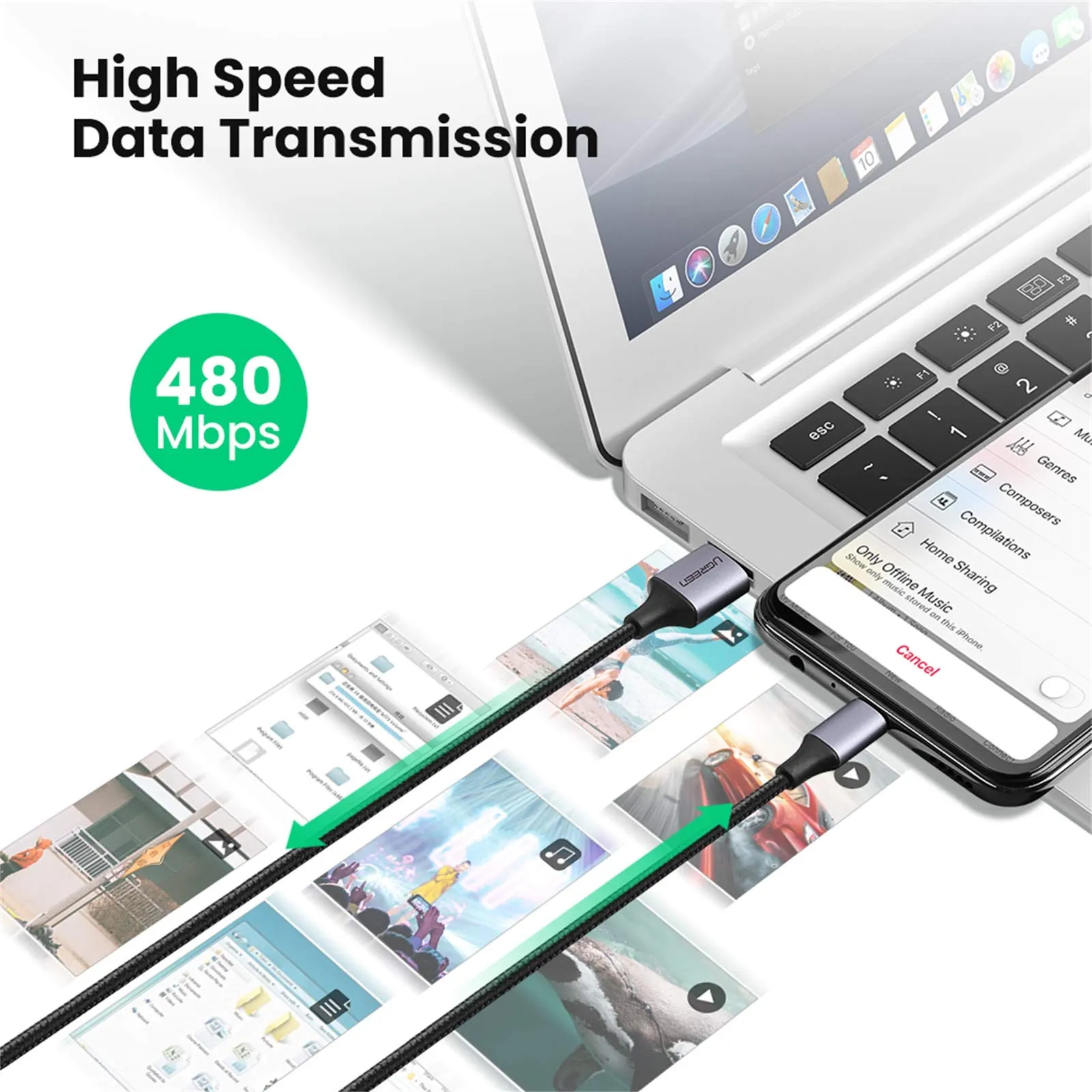 UGREEN 2 Pack Micro USB Cables 1M  18W